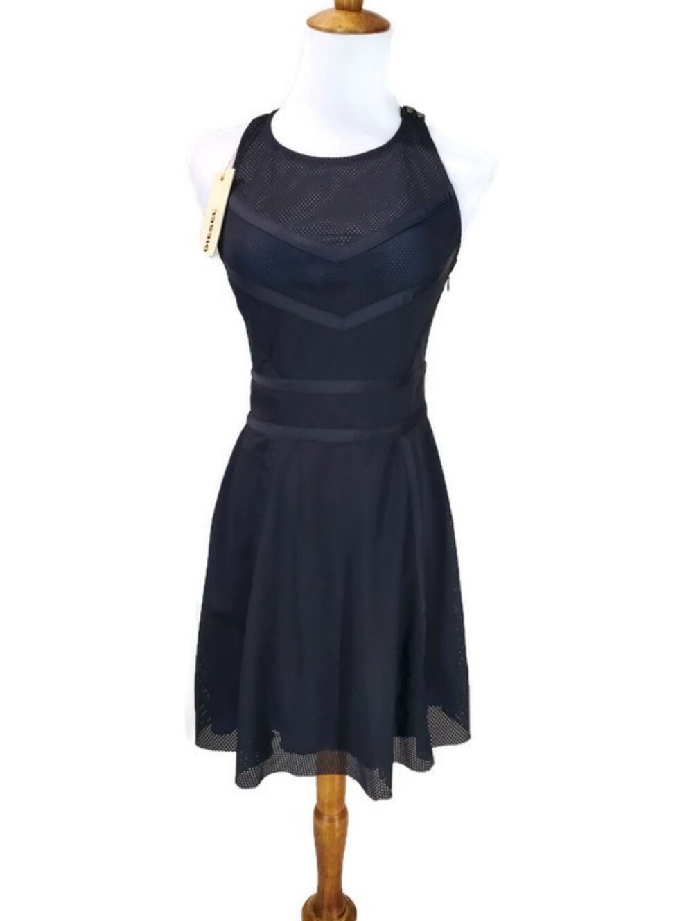 Diesel D-Sunrise Women’s Black Mesh Fit-and-Flare Athletic Style Dress NWT XS